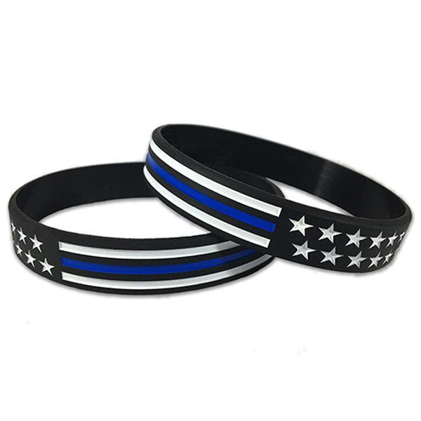 Thin Silver Line American Flag Bracelet - Thin Blue Line USA