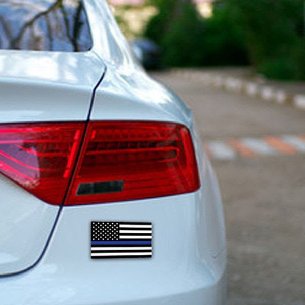 Thin Blue Line American Flag Sticker - Available In Multiple Sizes