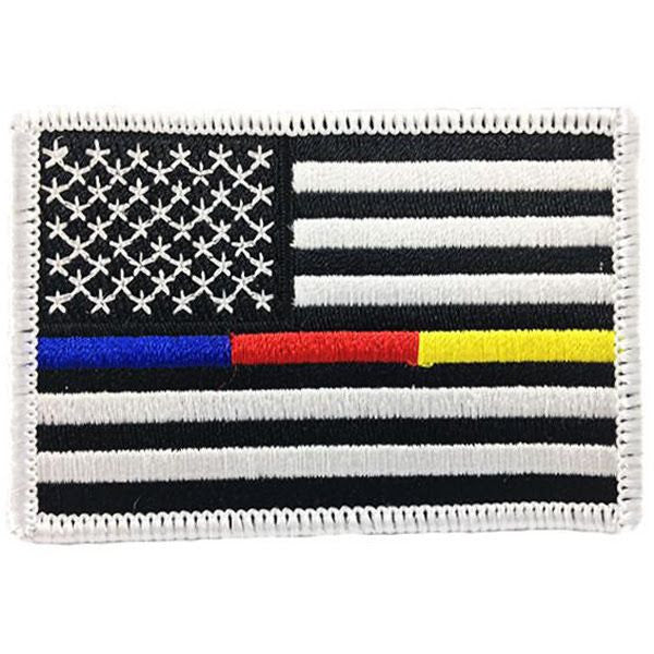 USA Flag Patch 3.5 x 2- Velcro - Red White Blue Gold