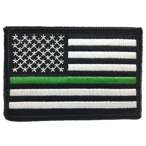 Thin Blue Line American Flag Patch, Black Border, 2 x 3 Inches, Sew on