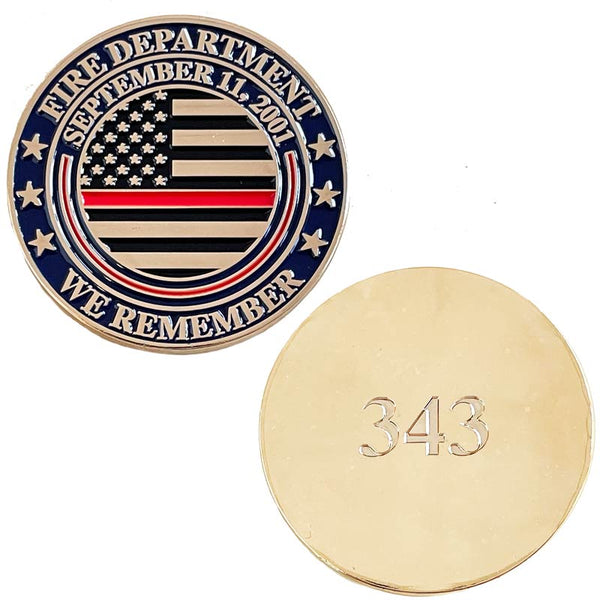 Tribute to the 343 Firefighters Killed on 9/11 - Challenge Coin