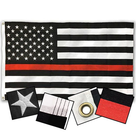 DuraSleek™ - Thin Red Line American Flag - Sewn & Embroidered (Multiple Sizes)