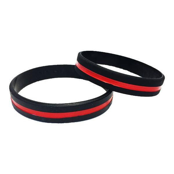 Red Ribbon Thin Band Silicone Bracelets