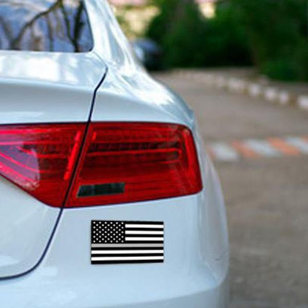 Thin Silver Line American Flag Sticker - 4 x 6.5 Inches