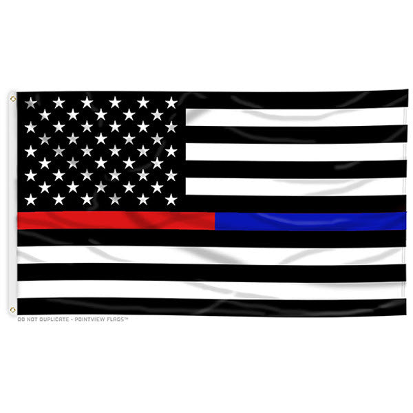 Thin Red Line & Thin Blue Line Dual Flag - 3 x 5 Foot with Gromme - Thin Blue Line USA