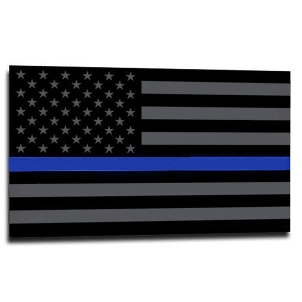 Thin Blue Line American Flag, Subdued Reflective Sticker - 2.5 x 4.5 Inches