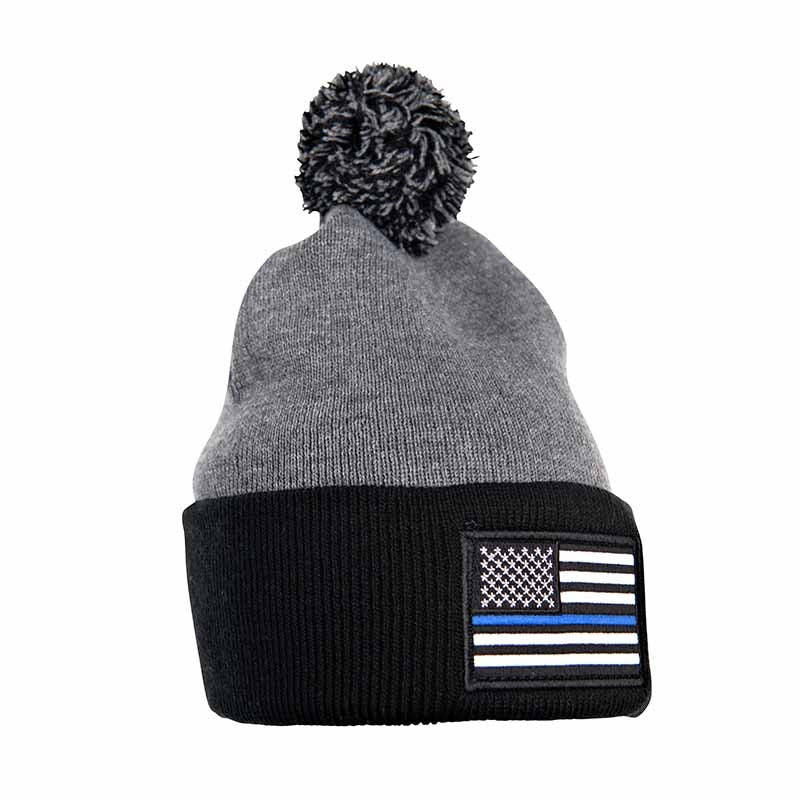 Thin Blue Line Beanie Pom Pom - Thin Blue Line USA - Back The Blue