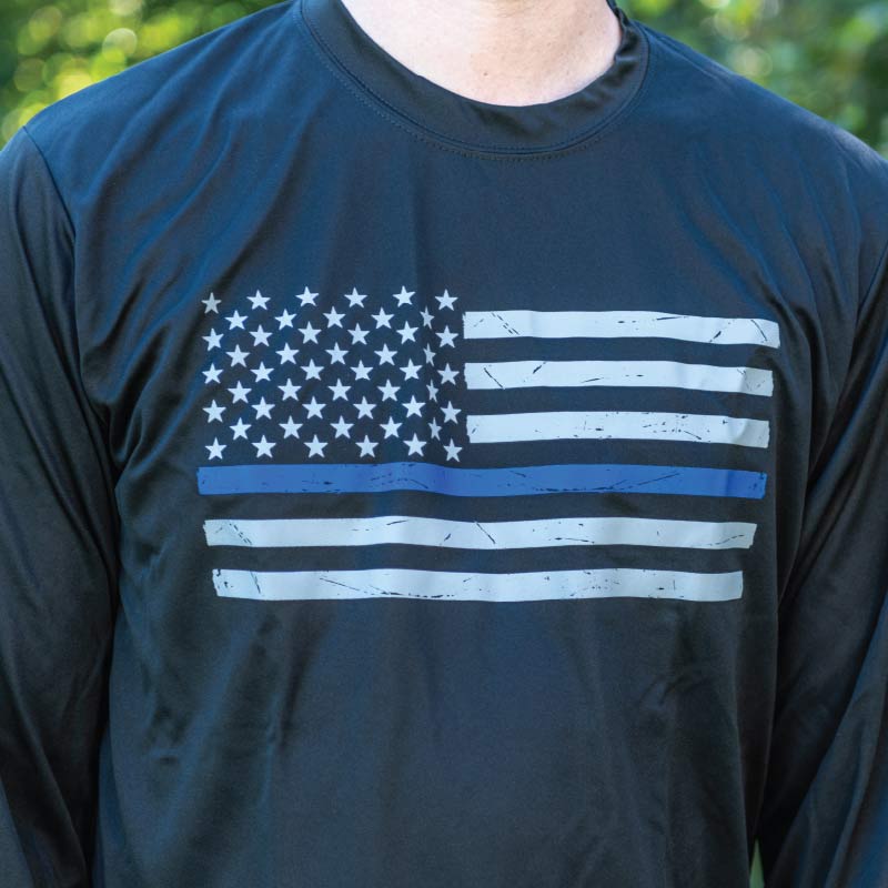 Athletic, Dry-Wicking, Polyester, Thin Blue Line Classic Long