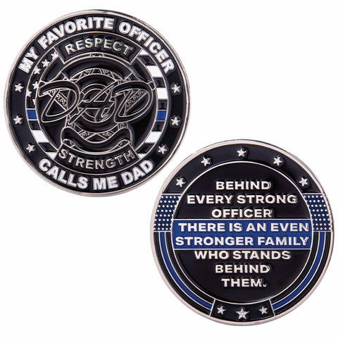 Thin Blue Line - Challenge Coin Made for Fathers of Police Officers