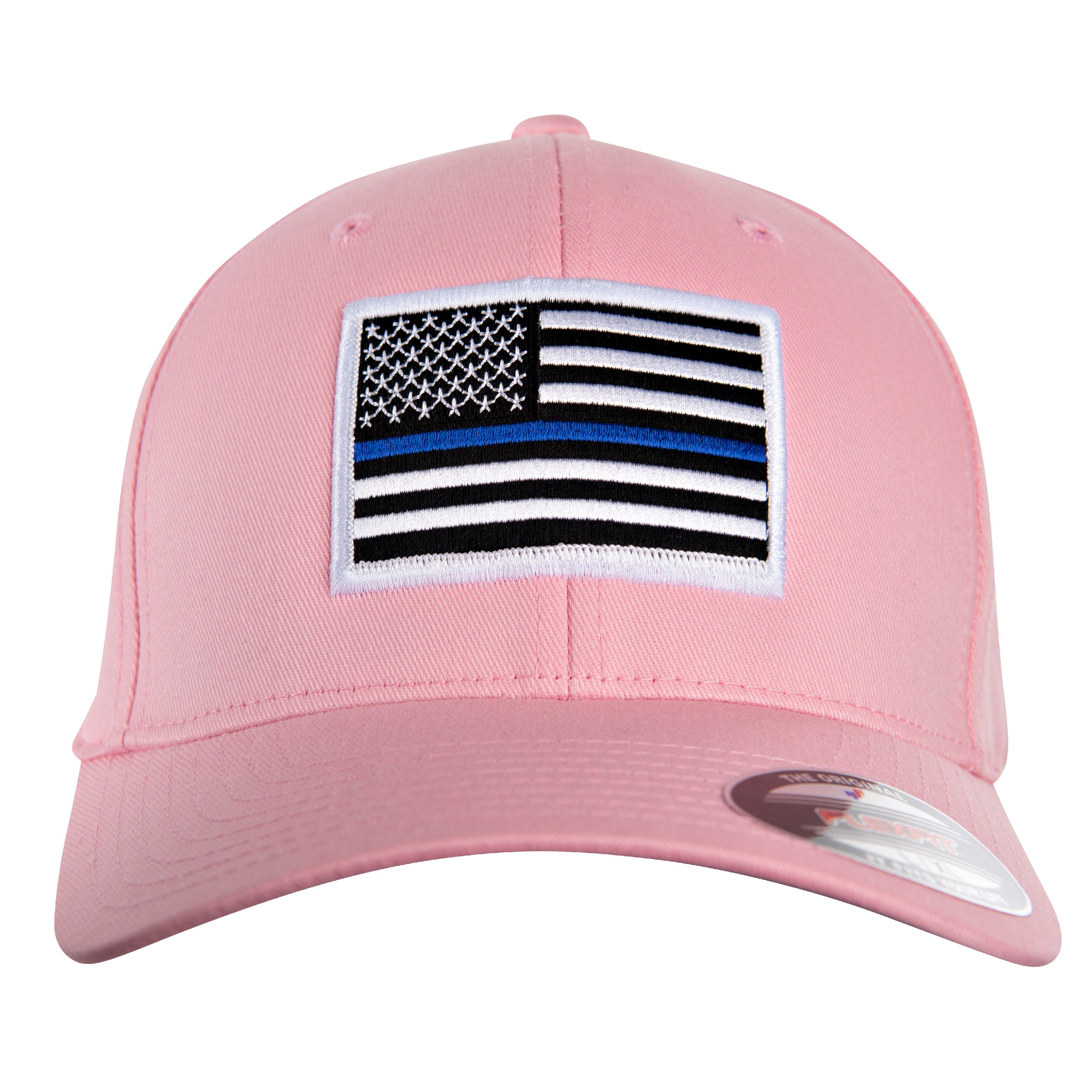 Pink Blue Line Flexfit Hat - - American Blue Thin Line Flag, Thin USA
