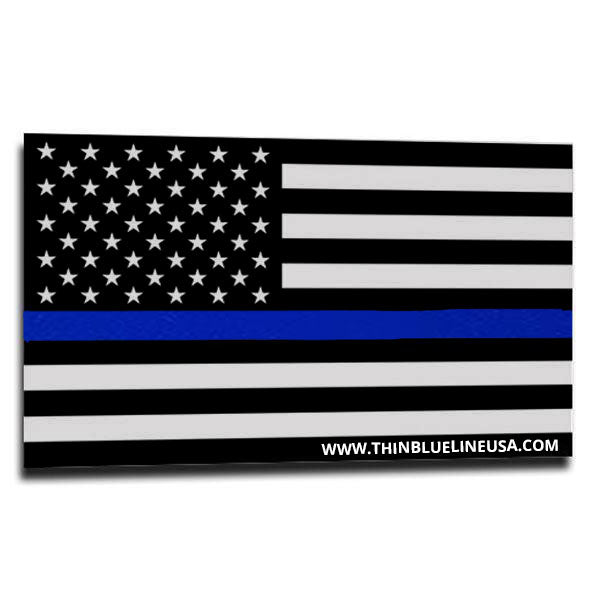 Thin Blue Line American Flag Sticker, Reflective - 2.5 x 4.5 Inches