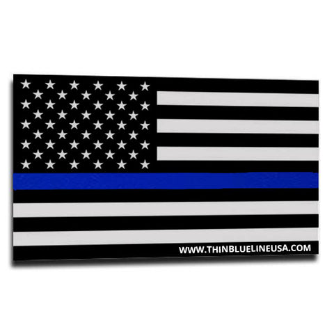 Thin Blue Line American Flag Sticker, Reflective - 2.5 x 4.5 Inches