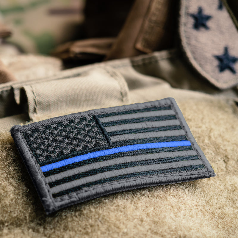 Subdued Thin Blue Line American Flag Patch - Multiple Styles