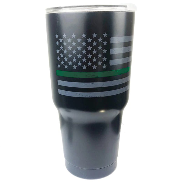 Thin Green Line® (Military) Distressed American Flag Insulated Mug, 30 oz
