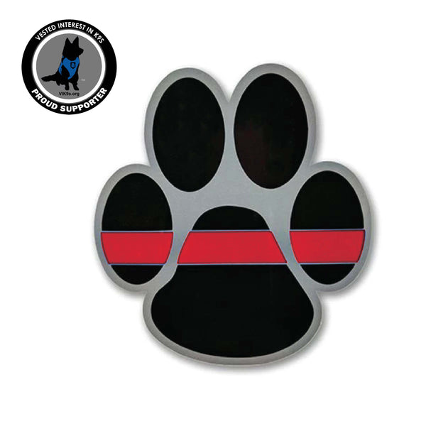 Thin Red Line Paw Sticker - 3 x 3.5 Inches