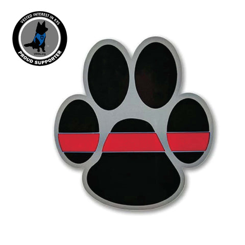Thin Red Line Paw Sticker - 3 x 3.5 Inches