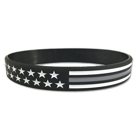 Thin Silver Line American Flag Bracelet