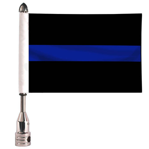 Thin Blue Line, Classic, Motorcycle Flag with Flag Mount