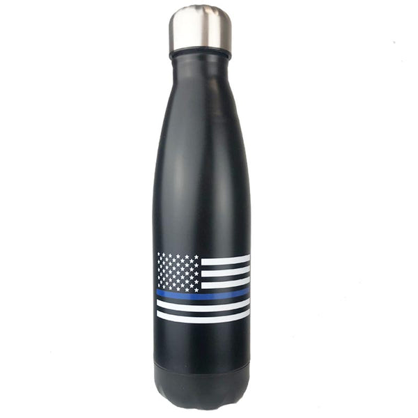 Thin Blue Line Vacuum Insulated Stainless Steel Water Bottle, 17 oz