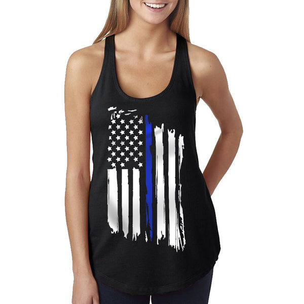 Women's Racerback Tank - Thin Blue Line Flag - Thin Blue Line USA - 1