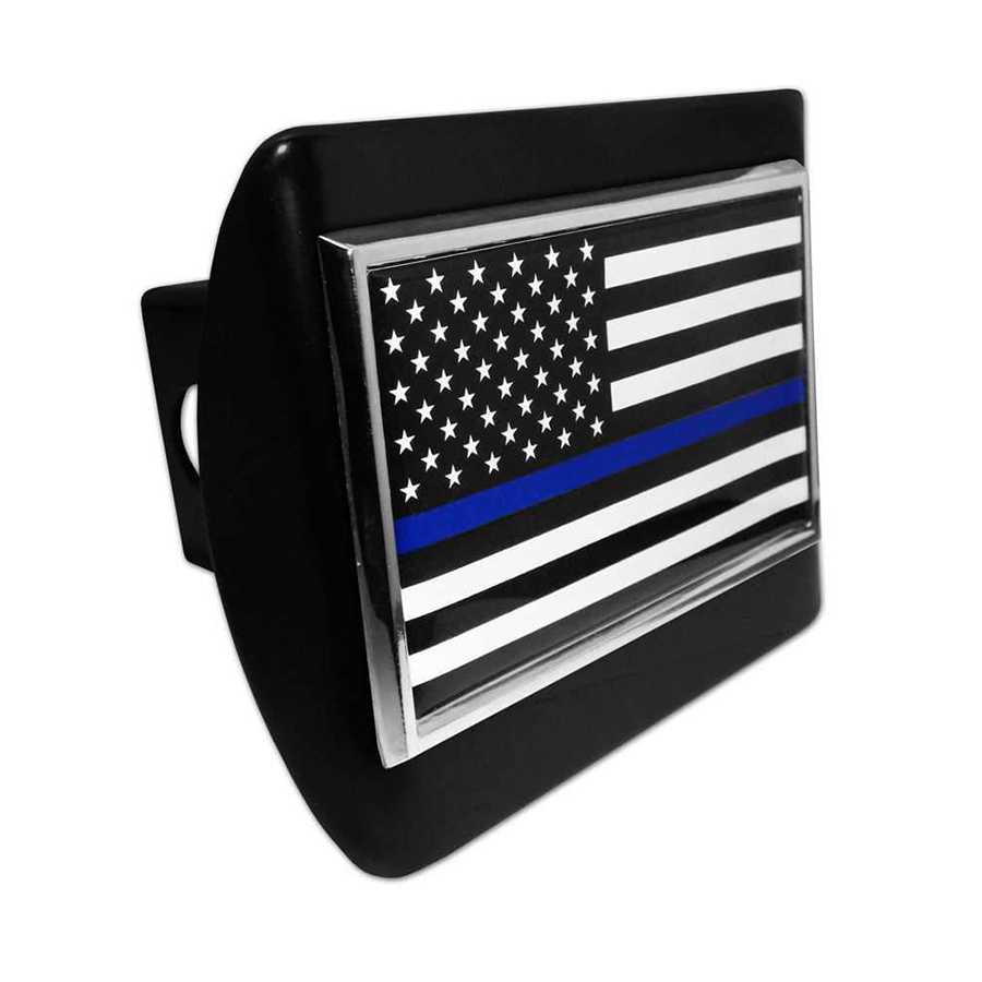 Hitch Cover Thin Blue Line American Flag, Black Thin Blue Line USA