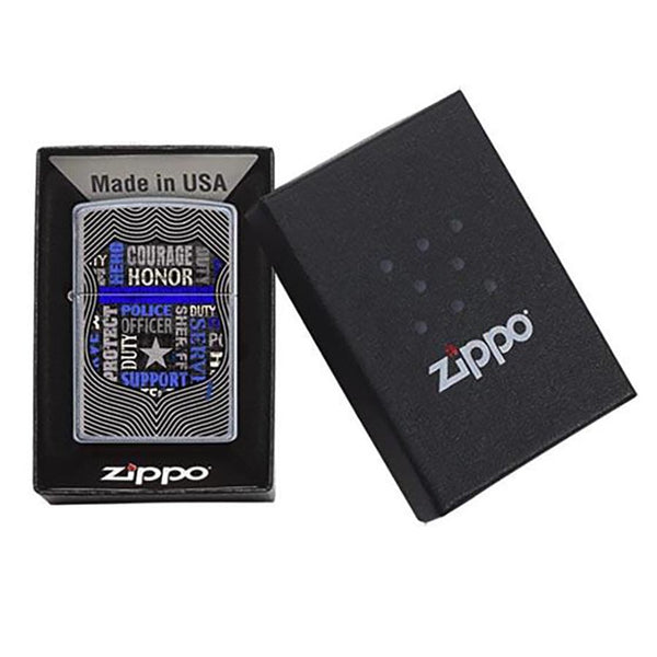 Thin Blue Line Police Badge Collage Zippo Lighter