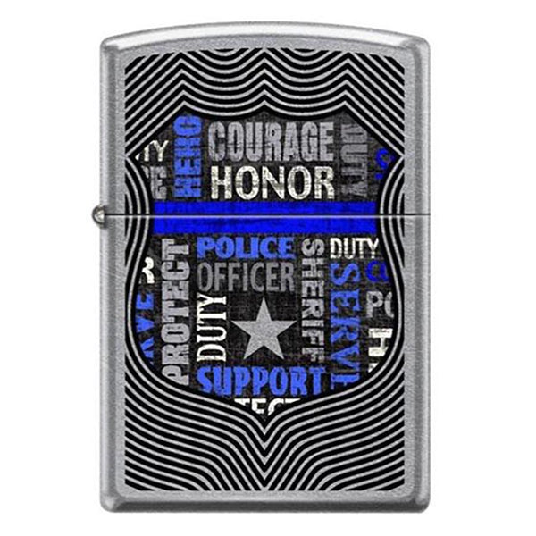 Thin Blue Line Police Badge Collage Zippo Lighter