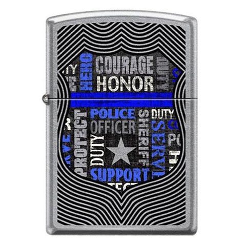 Thin Blue Line Police Badge Collage Zippo Lighter