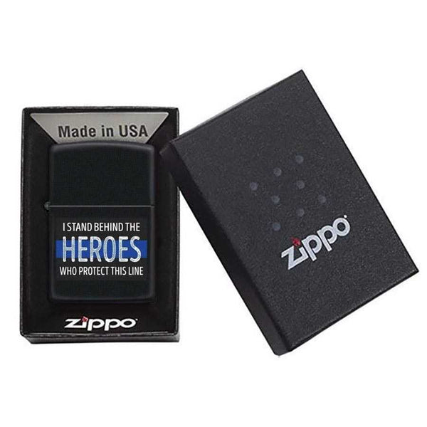 Thin Blue Line Stand Behind the Heroes Zippo Lighter