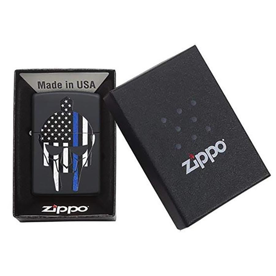 Thin Blue Line American Flag Chrome Zippo Lighter - Thin Blue Line USA