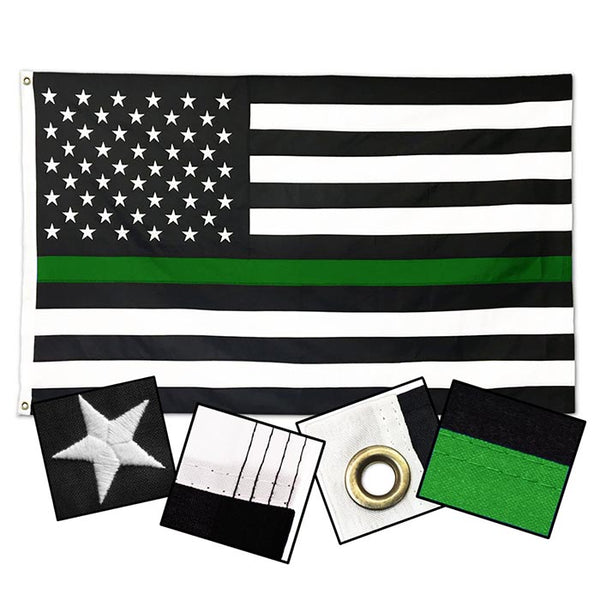 DuraSleek™ - Thin Green Line American Flag - Sewn & Embroidered 3 x 5 Feet