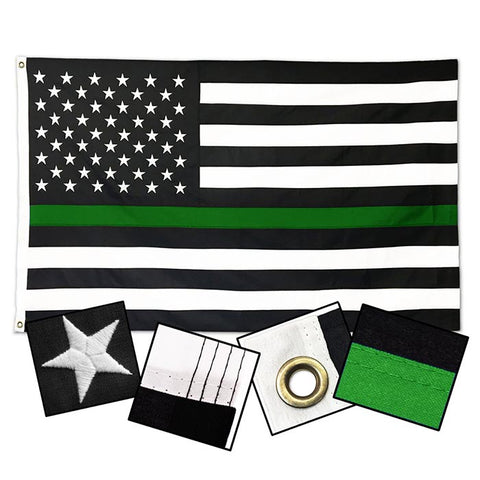 DuraSleek™ - Thin Green Line American Flag - Sewn & Embroidered 3 x 5 Feet