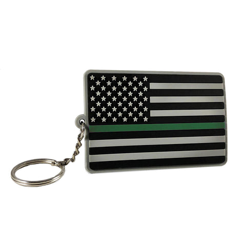 Thin Green Line American Flag Keychain