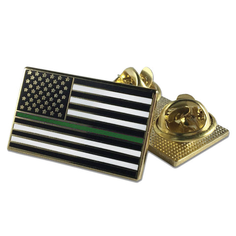 Classic Thin Green Line American Flag Pin · Double Clutch Backing