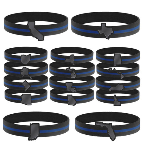 Thin blue line bracelet metal clearance