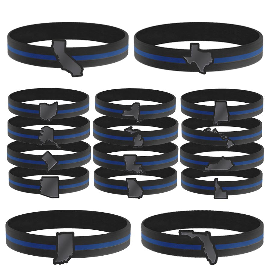 Thin blue line rubber bracelets clearance