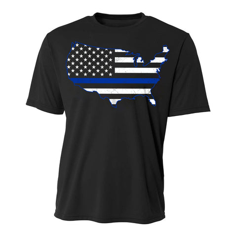 USA Thin Blue Line Polyester Men's T-Shirt