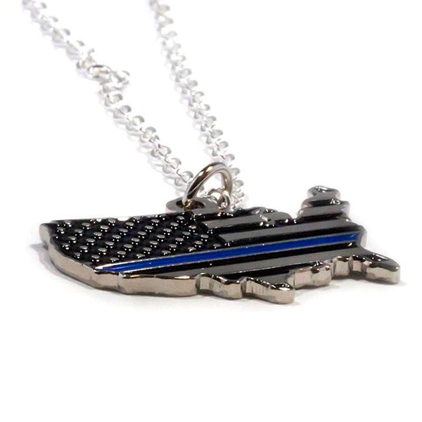 Thin Blue Line American Flag Country Necklace