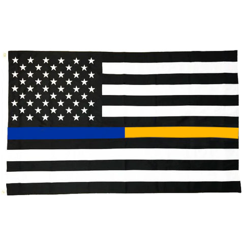 Thin Blue and Gold Line Dual American Flag with Grommets, 3 x 5 Feet