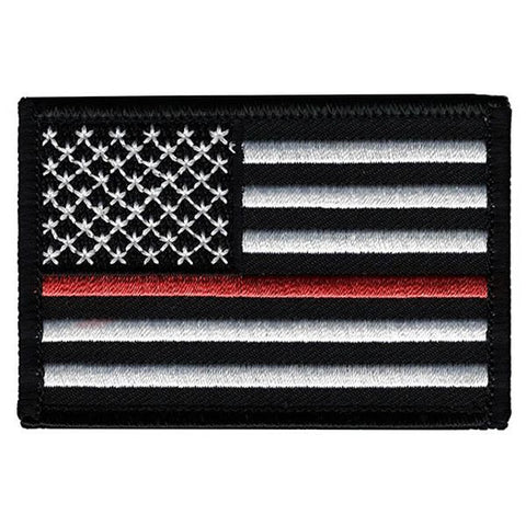 Hook-and-Loop Patch - Thin Red Line American Flag - 3 x 2 Inches