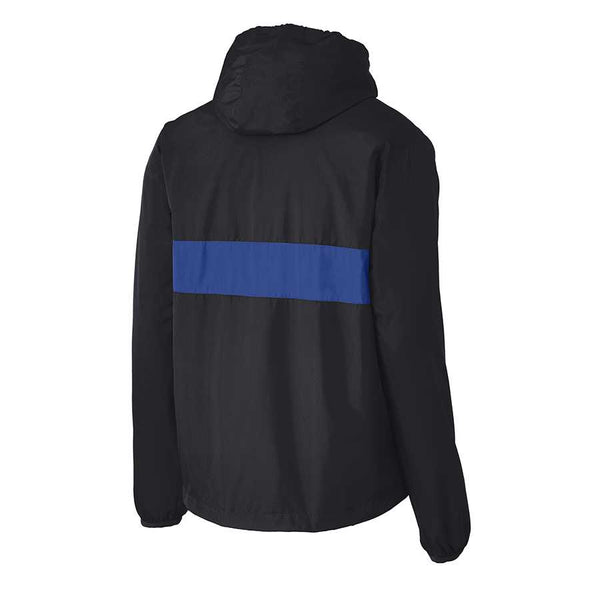 Thin Blue Line 1/2 Zip Hooded Windbreaker, Unisex, Embroidered