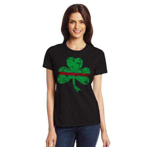 Women's Thin Red Line St. Patrick's Shamrock T-Shirt, Slim-Fit
