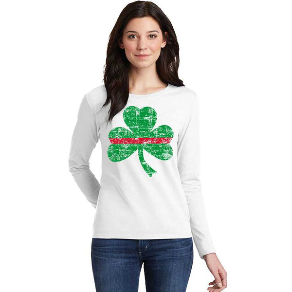 Women's Thin Red Line St. Patrick's Shamrock Long Sleeve T-Shirt