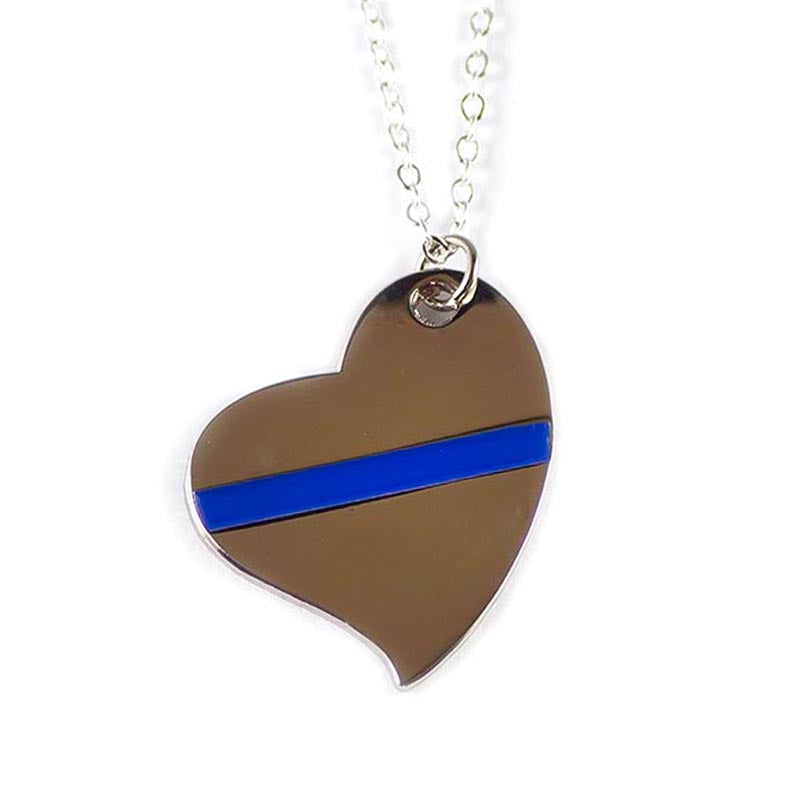 Thin Blue Line Blue Heart and Stripe Necklace Thin Blue Line USA