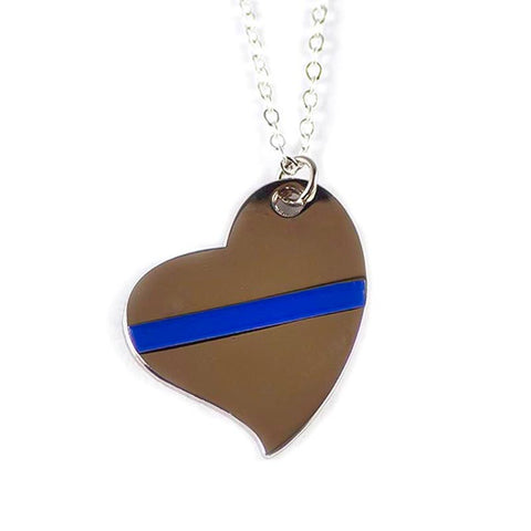 Thin Blue Line Blue Heart and Stripe Necklace  - Thin Blue Line USA