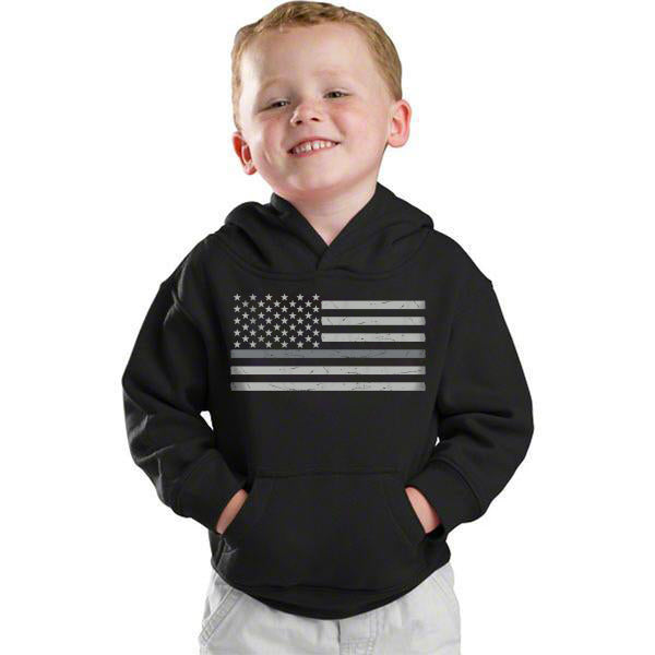 Youth Thin Silver Line Flag Hoodie - Kids