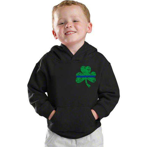 Youth Thin Blue Line St. Patrick's, Small Shamrock Hoodie - Kids