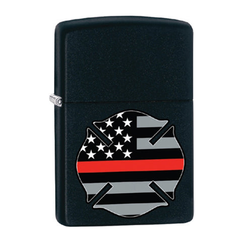 Thin Red Line Maltese Cross Zippo Lighter