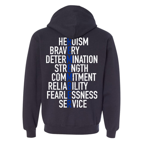 Full Zip Up - "Remember" Thin Blue Line