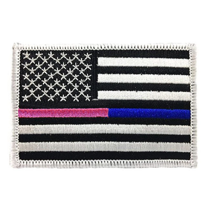 Subdued Pink Line American Flag - Hook-and-Loop Patch - Thin Blue Line USA Sew-On